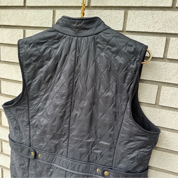 Talbots Black Diamond Quilted Fleece-Lined Vest Full Zip Snap Adjustable Waist - Picture 7 of 10